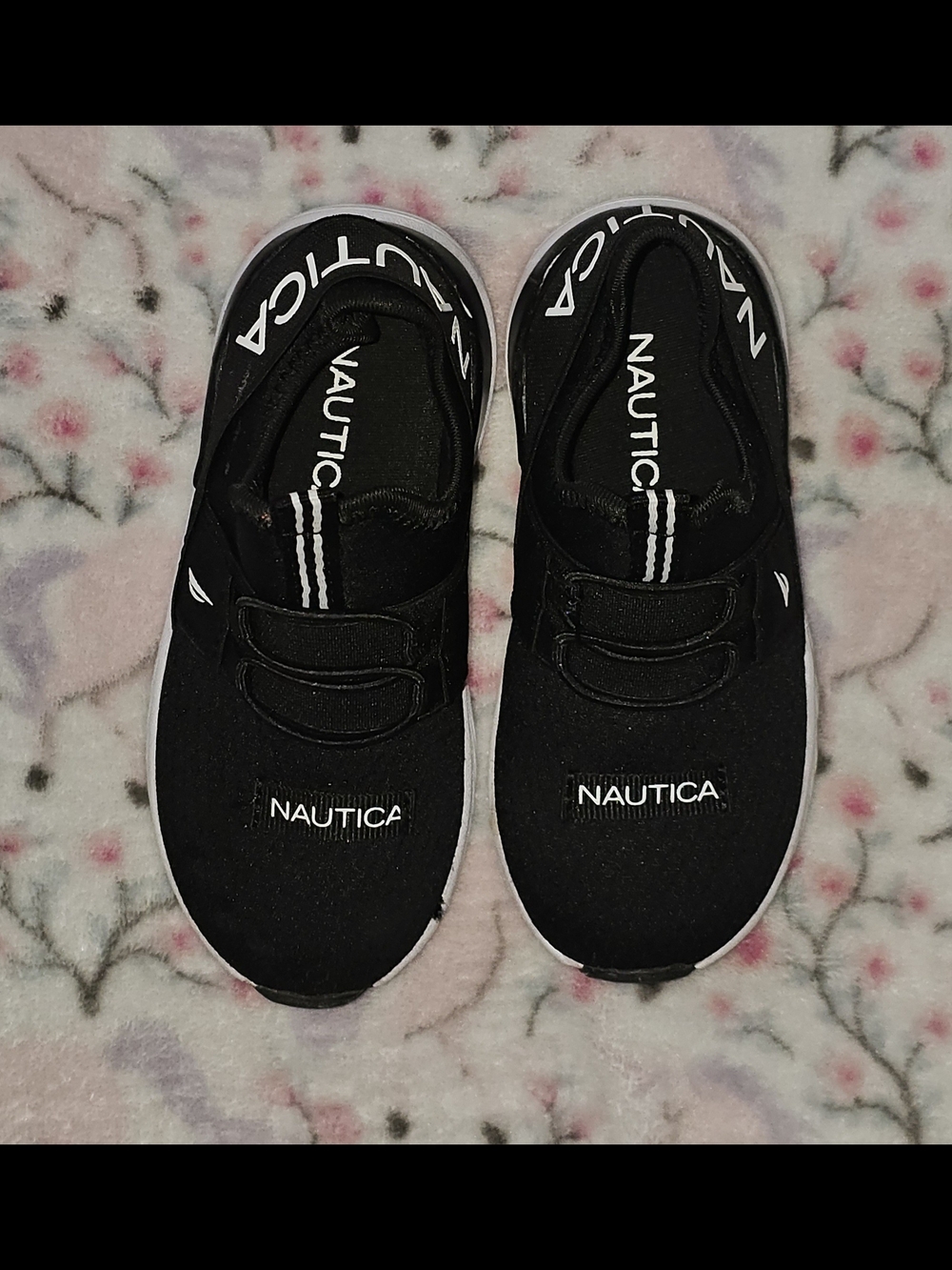 Nautica Kids Black Slip-On Sneakers with White Accents